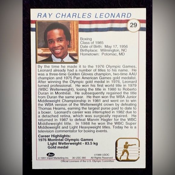 Hall of Fame Boxing Card. Gimme some Sugar! - Picture 2 of 2